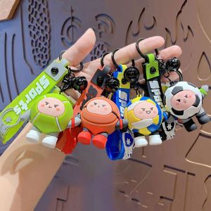 LUDEAU Football Volleyball Mini PVC Football Keychain PVC Basketball Tennis Volleyball Car Key Pendant Key Ring Ins Tennis Sporting Keyring Key Ring Gift