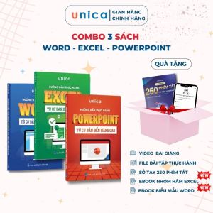 Combo 3 Sách Word - Excel - Powerpoint Ứng Dụng Văn Phòng Unica Từ Cơ Bản Đến Nâng Cao Kèm Khoá Học Online