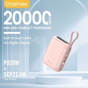 Orashare PCM20 Mini  20000mAh Built In Dual Cable 22.5W Fast Charge Compact and Portable