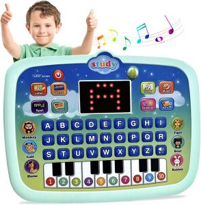 KOGGY Kids Educational Tablet Toys Kid Laptop Computer Early Learning Toy Teach Musical Education Toys Mainan Bayi Girl Boy Baby Child intelligent teaching Mini Tablet Pad Educational Learning Letter Toy with Music Sounds Mainan Kanak Had