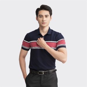 Áo polo Aristino Slimfit APS127S3 màu than kẻ cotton