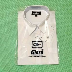 Baju Kemeja Putih Hitam Lengan Pendek Reguler Pria Bahan Katun Basic Kerja Formal