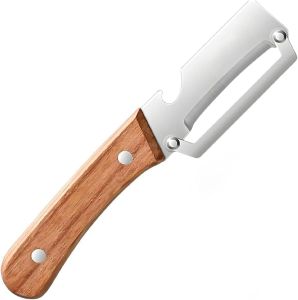 Multi-Functional Vegetable Peeler Premium Vegetable Peeler with Wooden Handle and Bottle Opener for Fruit Pumpkin Peeling Potato Carrot Veggie Peeler (Style A - 1PCS)