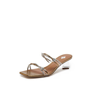 Staccato Womens Block Heel Mules Sandals รองเท้าแตะส้นสูง 2"ส้นหนา ส้นแก้ว EBI60