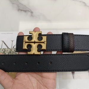 34[3.8cm]Tory Burch TB Belt for Men Genuine Leather Double Side Lichee Pattern Fashion Accessories Waistband for Young Men