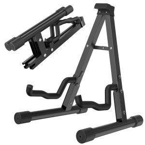 RIXTON Music Portable Guitar Stand (Black) Music Accessories for Guitar Foldable Floor Stand Holder