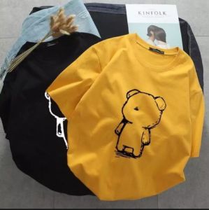 Áo thun nam nữ form rộng hàn Quốc in hình Gấu Cô Đơn độc đẹp vải dày mịn mát