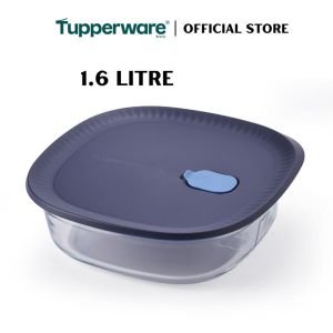 Tupperware Voila™ Glass Collection 1.6L Square (Mineral Blue) TP0038 Microwave & Freezer Safe