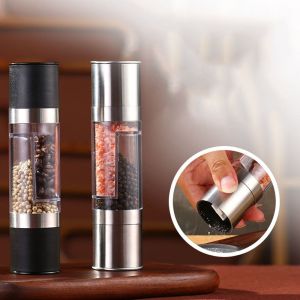 YANZA Double-head Manual Pepper Grinder Adjustable Refillable Sea Salt Spice Mill Portable 2 in 1 Pepper Mills Household