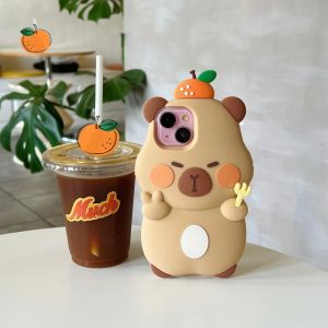 🔥【Readystock】 + FREE Shipping+ COD 🔥Cute 3D Capybara Couple Silicone Phone Case for IPhone 15 14 Pro 13 12 11 Pro Max Mini Anti Fall Soft Cover Cartoon