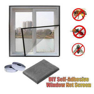 DIY Velcro Insect Screen Fiberglass Window Mosquito Window Screen Net Flies Net with Sticky Tape(Gray)