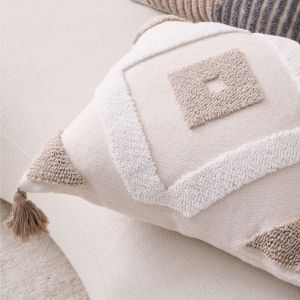 COD pillowcase 18x18 inch cotton linen Bohemian pillowcase square zipper cushion cover 45 * 45cm