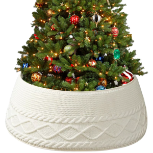 Knitted Christmas Tree Skirt With Adjustable Clips For Secure Festival Decors And Efficient Design Christmas Tree Skirt
