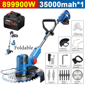 【10-year warranty】 99980w Cordless Lawn Mower 50000mah*2 Heavy Duty Lightweight and foldable Rechargeable Portable Lithium Battery Electric Wireless Grass Cutter Trimmer Portable Original Cordless Lawn Mower