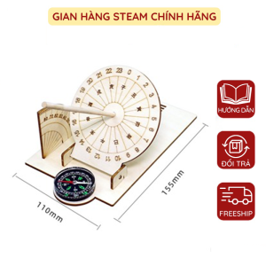 Đồng Hồ Mặt Trời Đồng Hồ Xích Đạo Bằng Gỗ Mô Hình Khoa Học Tự Làm Học Cụ Stem Hỗ Trợ Giảng Dạy Đồ Chơi Giáo Dục Trẻ Em