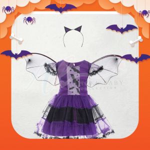 Angel Baby Kids Children Purple Bat Witch Halloween Costume Cosplay Carnival Party Fancy Dresses