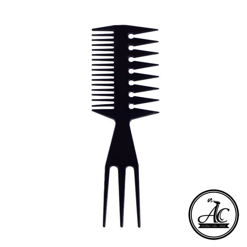 Dreizackiger Fischgräten-Haarkamm mit breiten Zinken, Öl-Haarstyling-Kamm aus Holz für den Salon
_voghion.com