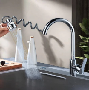 Đầu vòi nối dài đầu vòi tăng áp vòi nước kèm dây LÒ XO ruột gà kéo dài 45cm tiện lợi cho bồn rửa