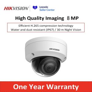 Hikvision 8MP Fixed Dome Network Camera Full Color With Audio Camera IP Waterproof POE Camera