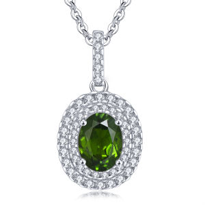 Lohaspie Jewelry Real 1.4 Carat Solid Sterling Silver 925 Pendant Natural Garnet Peridot Pendant Garnet Stone Pendant Birthday Gift Peridot Pendant For Women Jewelry
