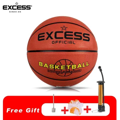 Excess Brown size 7 basketball indoor/outdoor with pin net and pump