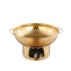 MILLICTD 20/22cm Stainless Steel Hot Pot Thickened Fast Heating Dessert Holder Portable with Chimney Double Ears Hot Pot Household