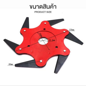 (ใบตัดหญ้า 6 แฉก 6 )1. แบบใบมีด 2. แบบฟันเลื่อย จะกางออกเมื่อใบทำความเร็วตามรอบเครื่อง มีทั้งแบบ ใบมีดทั่วไปและใบเลื่อย