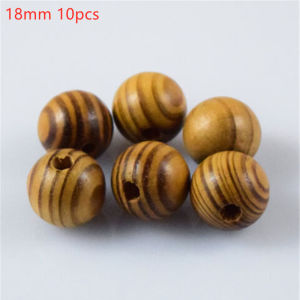 6/8/10/12/14/16/18mm DIY Natural Ball Round Stripe Spacer Wooden Beads Lead-Free Wooden Balls Loose Ball Beads Big Hole