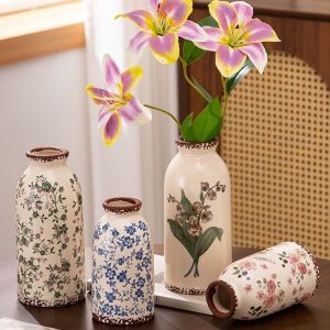 Vintage Ceramic Vase Creative Exquisite Design Decorative Vase Hydroponic Vase Elegant Flower Vase Room Decor