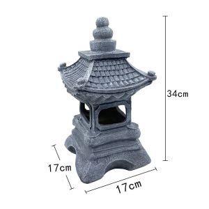 CEMOMEF Resin Solar LED Pagoda Lantern Crafts Creative Statue Light Zen Ornaments Exquisite Landscap Decorative Lamp Garden