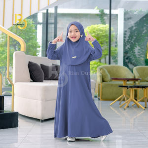 Baju Muslim Anak Bahan Jersey / Gamis Anak Set Hijab 3-11 Tahun / Gamis Putih Anak Kekinian