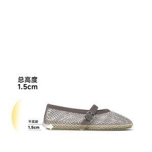 Spot Goods ~~ Starry Sky Ballet Shoes ~ Womens Height-Increasing Rhinestone Mesh Flat Mary Jane Shoes Breathable Sandals