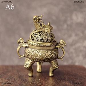 [COD] ZHONGYI0 กระถางธูปทองเหลืองขนาดเล็กลายดอกบัว Jiuding