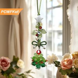 【PCWFKef】 Giáng Sinh Keyring Trọng Lượng Nhẹ Pha Lê Hạt Keychain Túi Treo Trang Trí Dễ Thương Giáng Sinh Cây Dây Đeo Điện Thoại Cho Ngày Lễ Quà Tặng