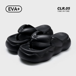 [NEW ARRVAL🇲🇾] Womens Fluffy Cloud High Heels Plain design Soft EVA Thick Sole Bouncy Flip-Flop Slipper Sandal | Kasut Selipar Wanita