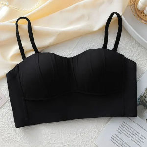 Lancar Brassiere wanita seksi tetap pad Camisole Vest Push Up Bras dibalut payudara Bustier pakaian Pleated Sweet Girl Lingerie