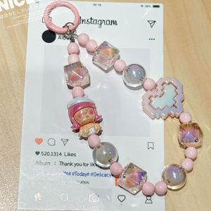 จี้สายคล้องโทรศัพท์รูปตุ๊กตา Labubu Mart สร้อยคอลูกปัดน่ารักจี้เคสโทรศัพท์
