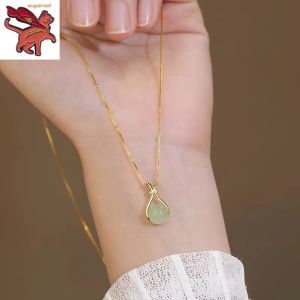 necklace jewelry pawnable pure 18k saudi gold opal lucky bag Hetian jade necklace womens simple temperament light luxury fashion collarbone chain personality jewelry