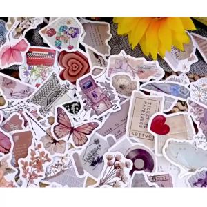 Set 60 cái sticker chống nước giấy xé đồ vật tem thư cổ điển vintage dán mũ bảo hiểm vali laptop