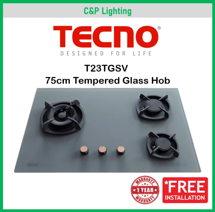Tecno%2075cm%20(New%20Color)%203%20Burner%20Schott%20Glass%20Cooker%20Hob%20Gas%20Stove%20with%20Inferno%20Wok%20Burner%20Technology%20T23TGSV%20-%20Image%202