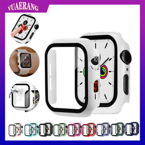 VUAERANG Full Cover Compatible for Apple Watch Series 7 6 SE 5 4 3 2 1 Plastic Bumper Hard Frame Case with Glass for i Watch Series 45mm 41mm 44mm 40mm 42mm 38mm