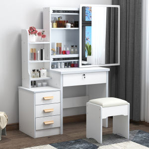 EUROPEAN STYLE VANITY DRESSER TABLE MODERN DESIGN WITH SLIDING MIRROR AND CHAIR MAKEUP TABLE BEDROOM FURNITURE MULTI STORAGE CLOSET NO LIGHT DRESSING TABLE