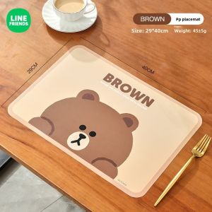 LINE FRIENDS Brown Placemat Heat-resistant Splash-proof PP Table Mat LFB63