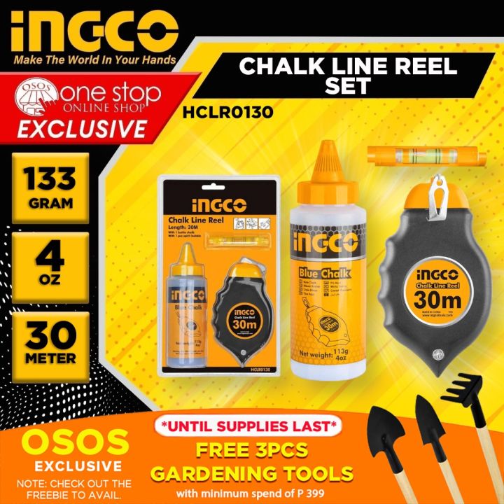 INGCO Chalk Line Reel Set 30M Pitik with Level Bar 30M HCLR01300 •OSOS ...
