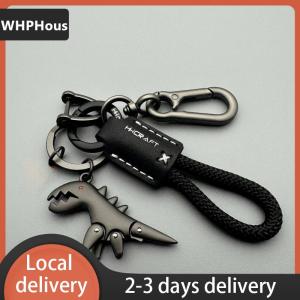 [COD] WHPHous Ship within 24 hours Motorcycle Decoration Accessories Little Dinosaur Car Keychain Single Leather Woven Rope Metal Keychain Handbag Pendant