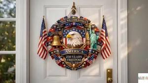 [COD] New American Independence Day Wooden Door Sign Decoration Holiday Plaque Wall Signage Decorative Hanging Painting