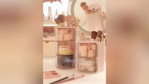 Hair Accessories Organizer with 2 HooksHair Brush Holder 3 Drawer Rotatable Hair Tie Organizer for Makeup Brushes (White)