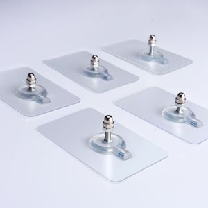 30Pcs Adhesive Wall Mount Screw Hooks Strong Self-adhesive No-Trace Nails Hooks Transparent Kitchen Bathroom Screw Holder Punch Free Waterproof Wall Hooks for Poster Photo Frame