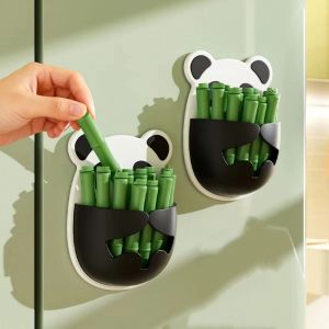 LZHDP MALL Đã bị niêm phong Kẹp niêm phong thực phẩm mini Nhựa Giá đỡ gắn tường Nam châm tủ lạnh hình gấu trúc Đa năng 12 chiếc kẹp tre Kẹp niêm phong đồ ăn vặt Kho chứa đồ ăn vặt