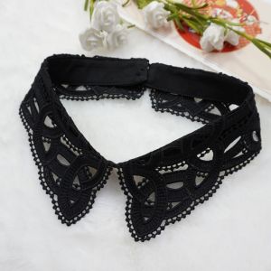 GOLFDIN Lace Floral Fake Collar Detachable Black Decoration Collar Vintage White False Collar